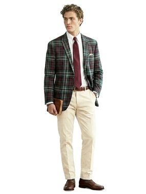 NWT OOBE Brand Green and Red ‘Peak Lapel Plaid Blazer’ in “Ivy Plaid”, Size 48R